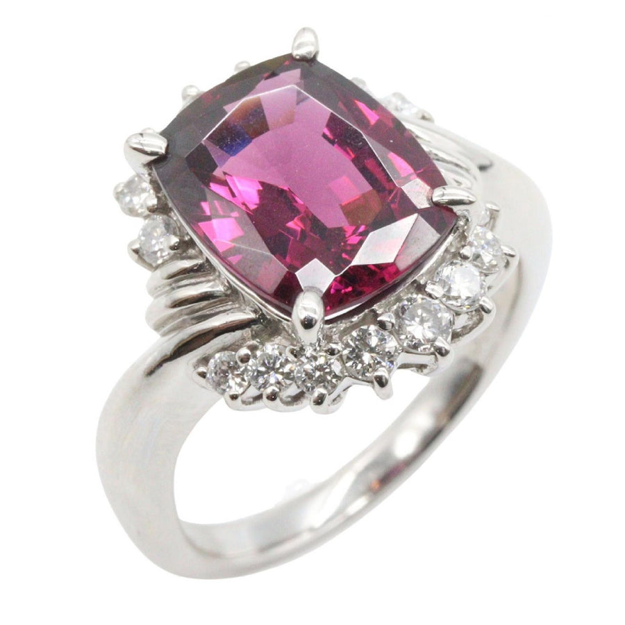 Jewelry Garnet Diamond Ring Platinum