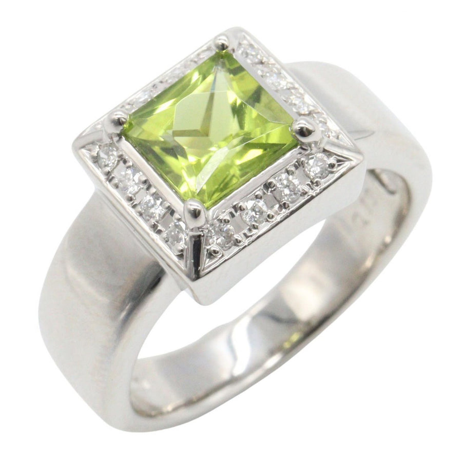 Jewelry Peridot Diamond Ring Platinum