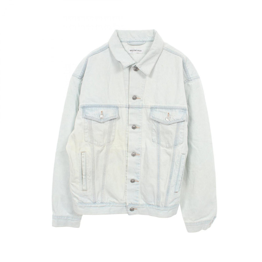 Balenciaga Back Logo Denim Jacket Cotton