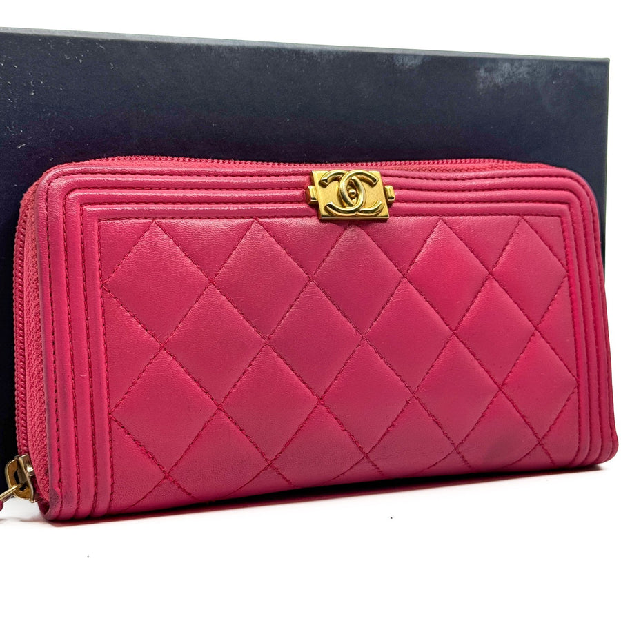 Chanel Boy Matelasse Zip Around Long