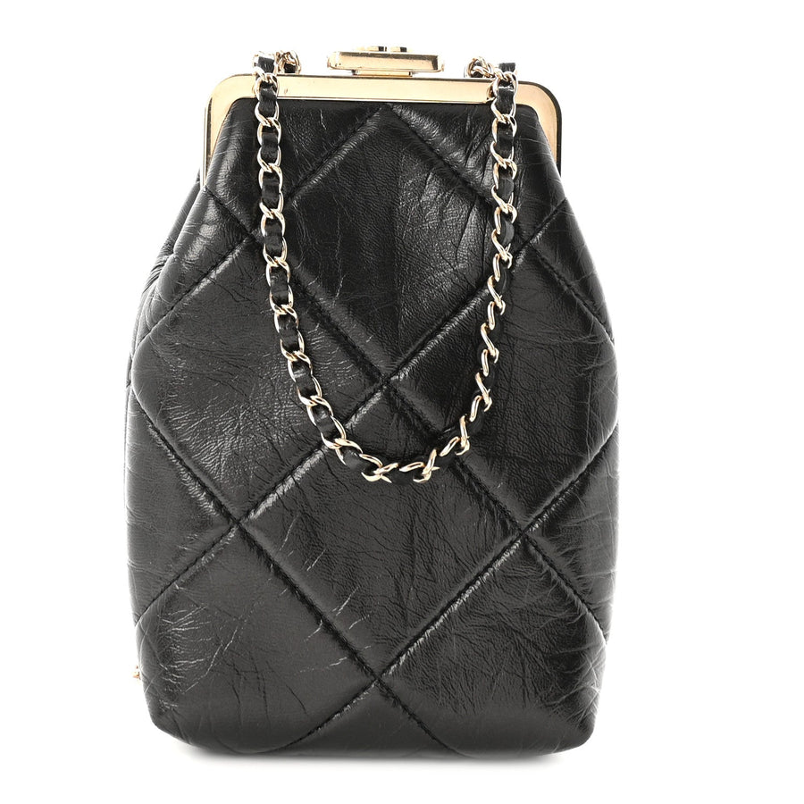 Chanel Shiny Aged Lambskin Quilted Kiss