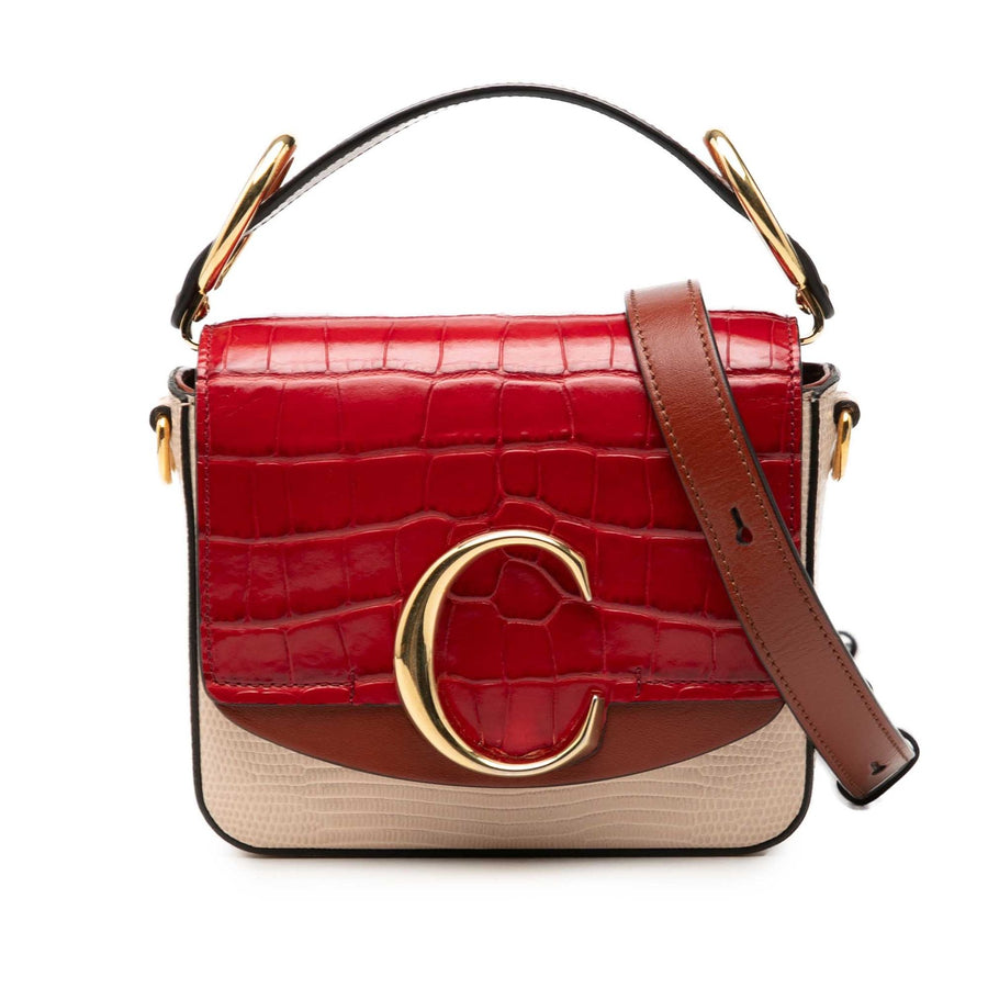Chloé Mini Bicolor Croc Embossed