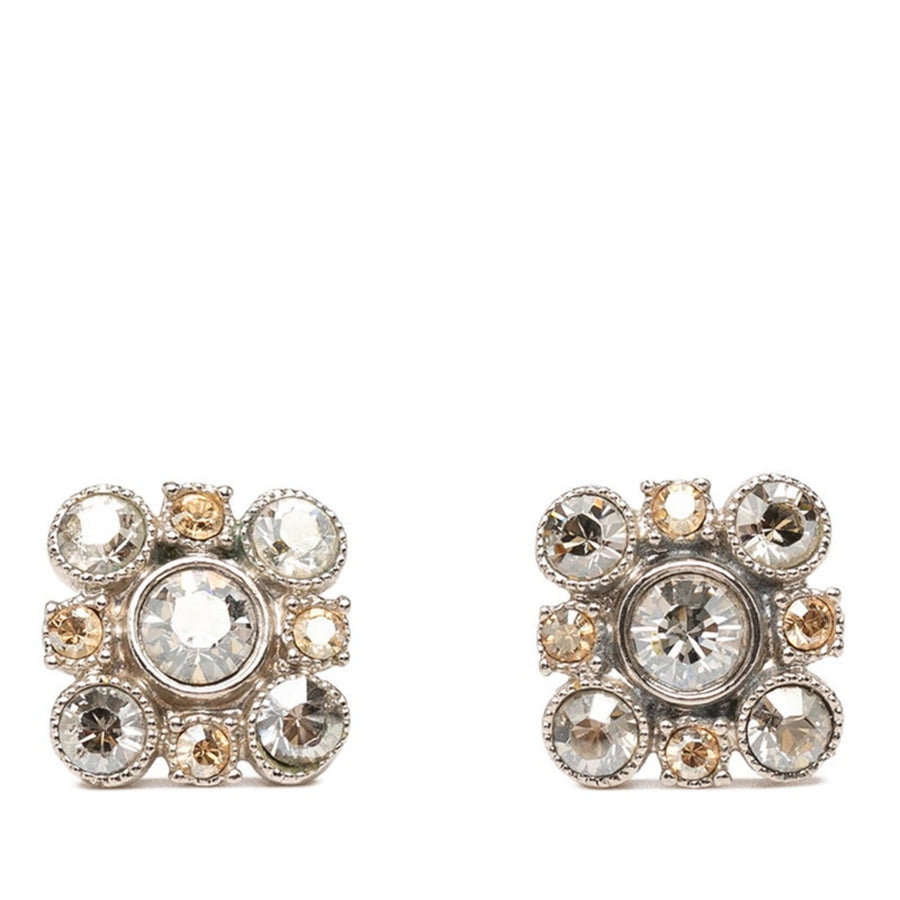 Chanel Rhinestone Earrings Metal And