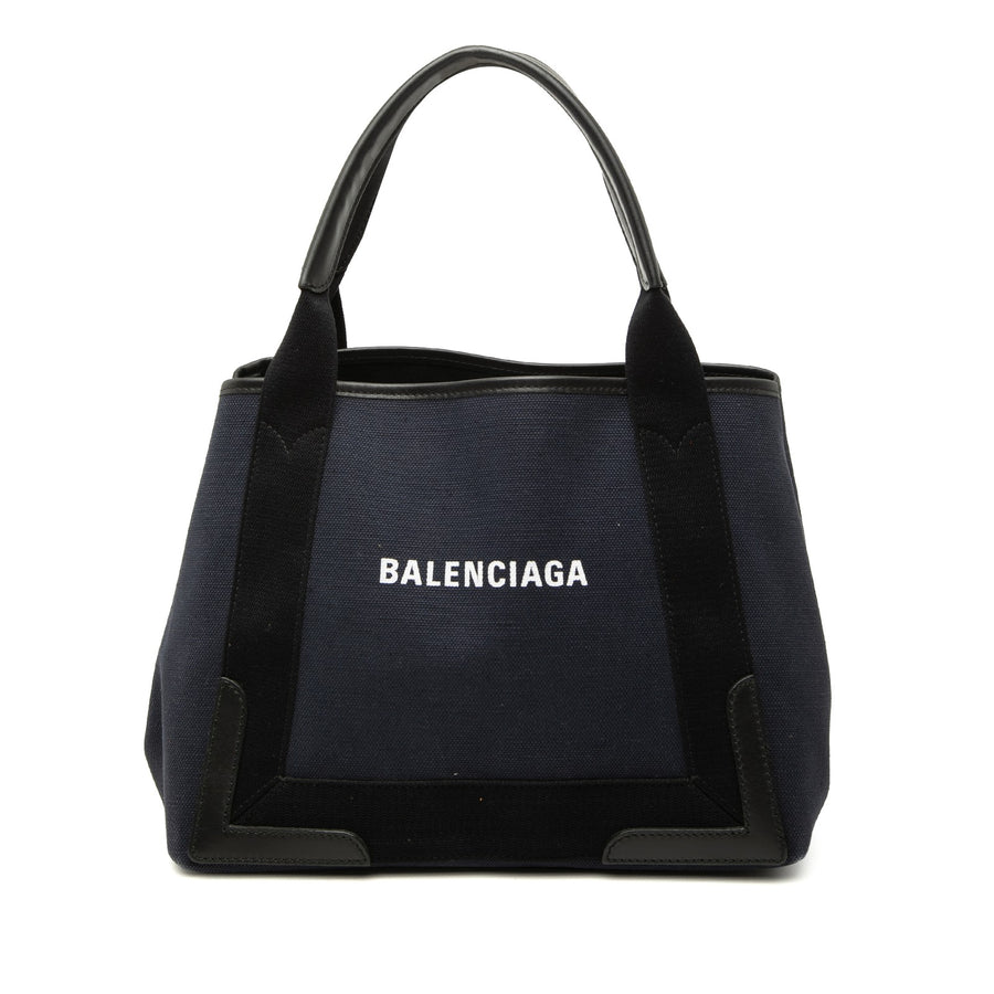 Balenciaga Canvas Navy Cabas Tote S Pre-