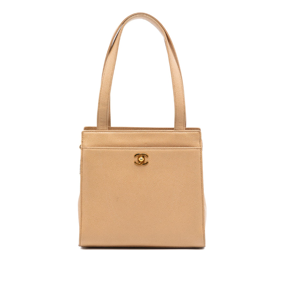 Chanel Cc Caviar Turn Lock Tote Pre-