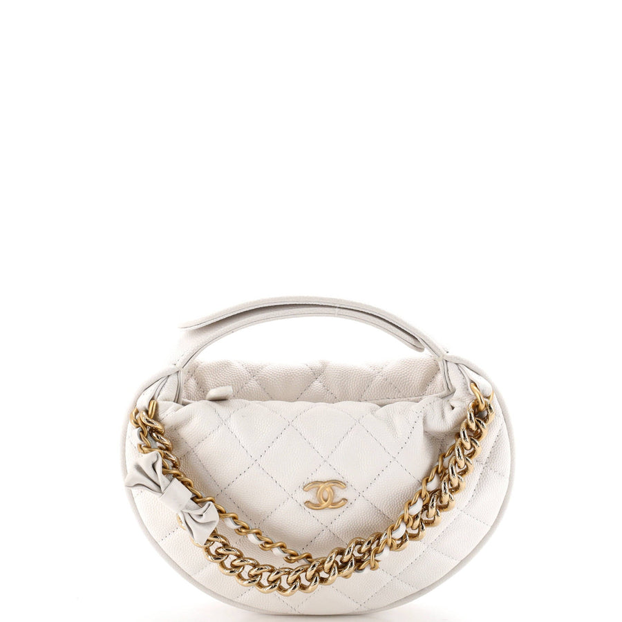 Chanel Double Chain Bow Hobo Pouch