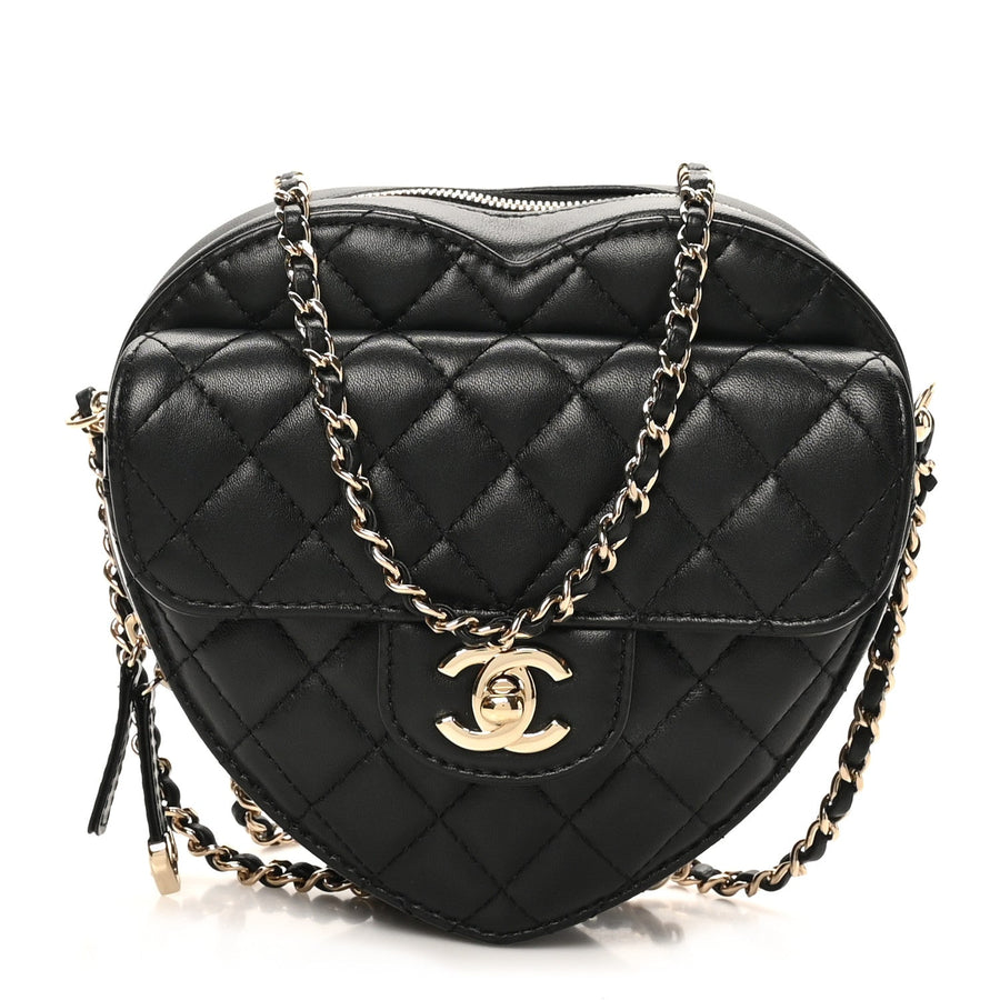 Chanel Lambskin Quilted Cc In Love Heart