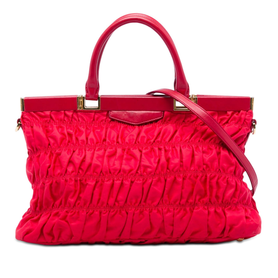 Prada Tessuto Gaufre Frame Satchel Pre-