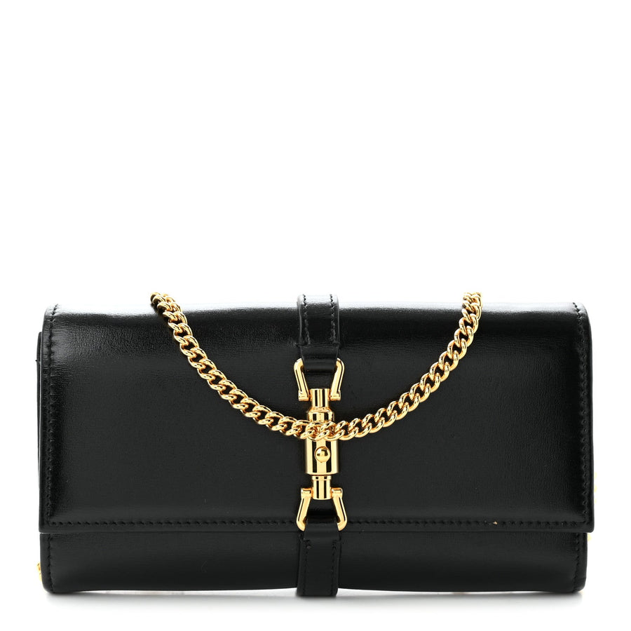 Gucci Calfskin Jackie Chain Wallet Black
