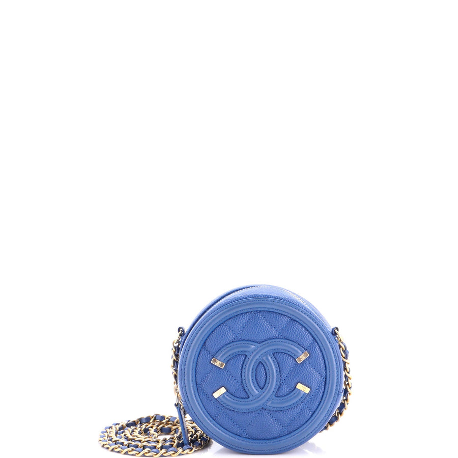 Chanel Filigree Round Clutch With Chain