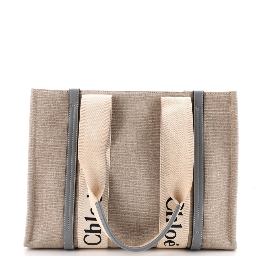 Chloe Woody Tote Canvas With Leather