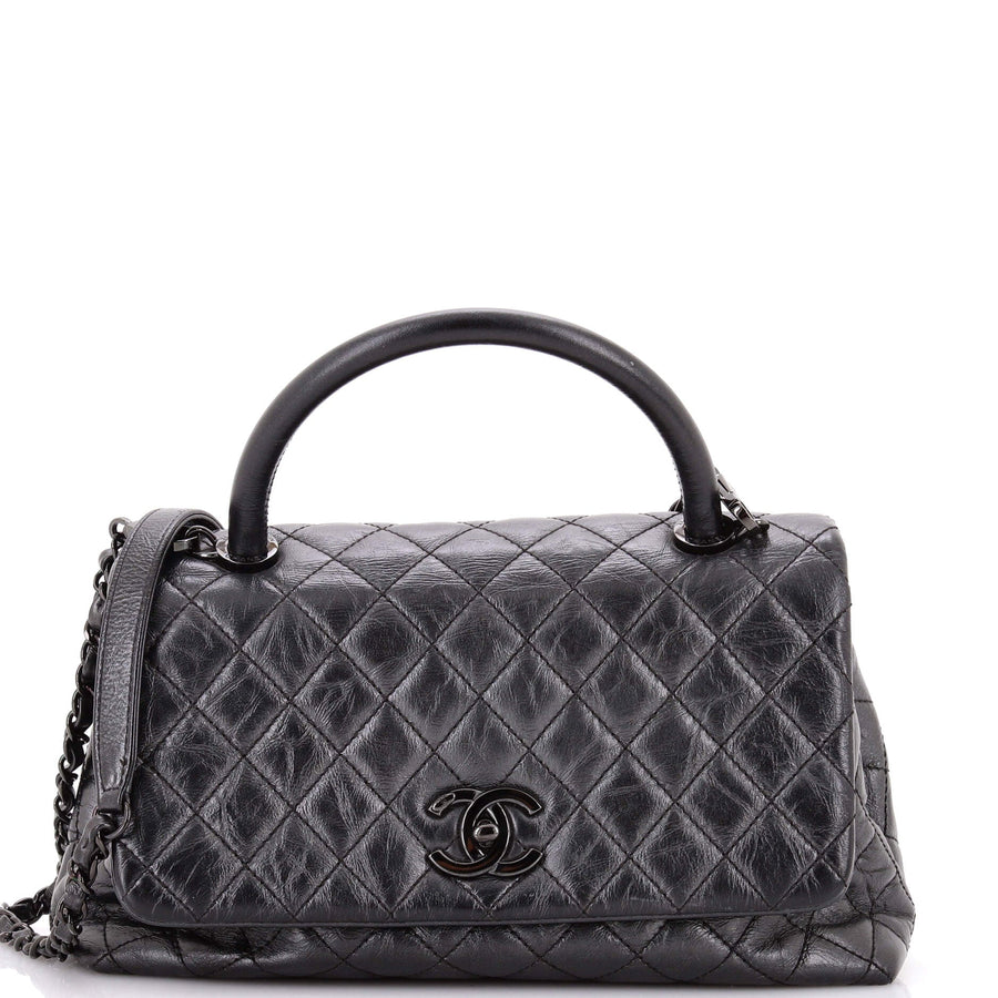 Chanel Coco Top Handle Bag Quilted Aged