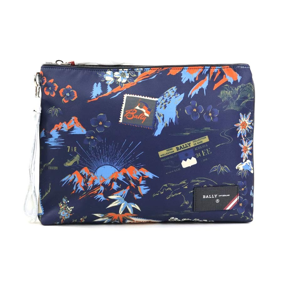 Bally Clutch Bag Navy Nylon -