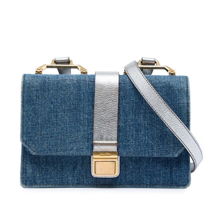 Miu Denim Metallic Goatskin