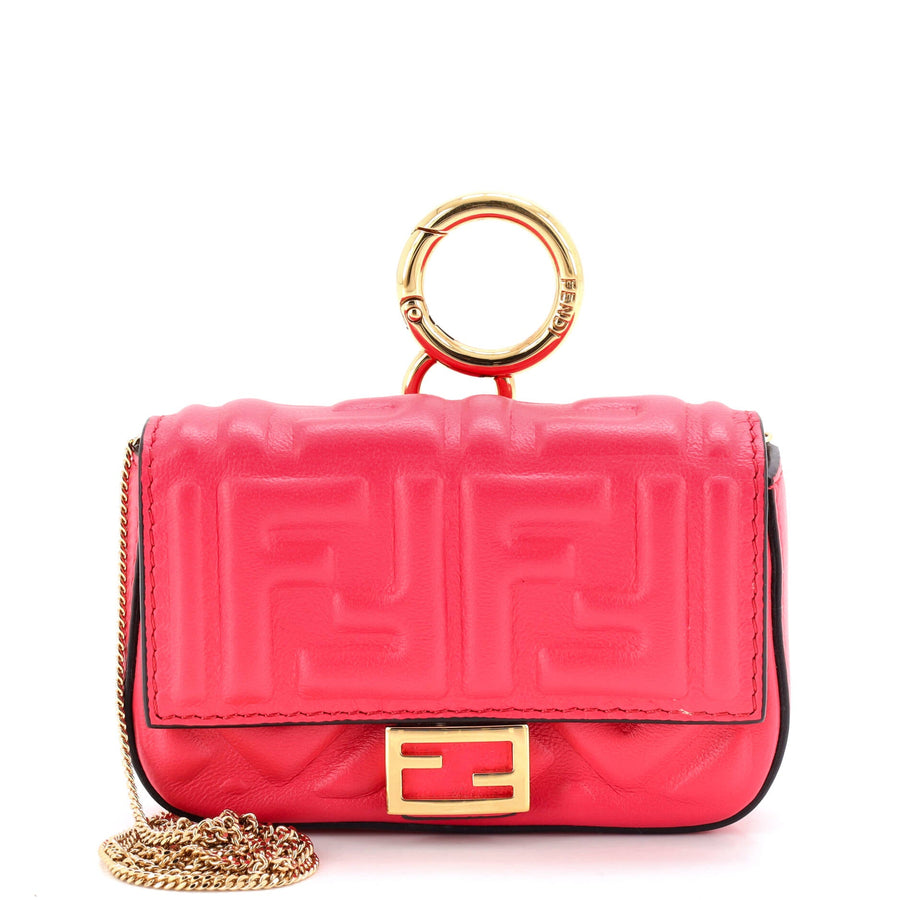 Fendi Chain Baguette Charm Bag Zucca