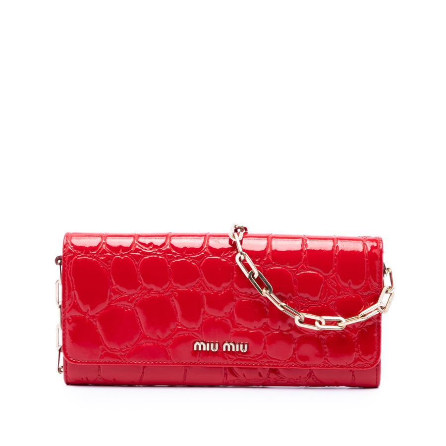 Miu Croc Embossed Patent Wallet