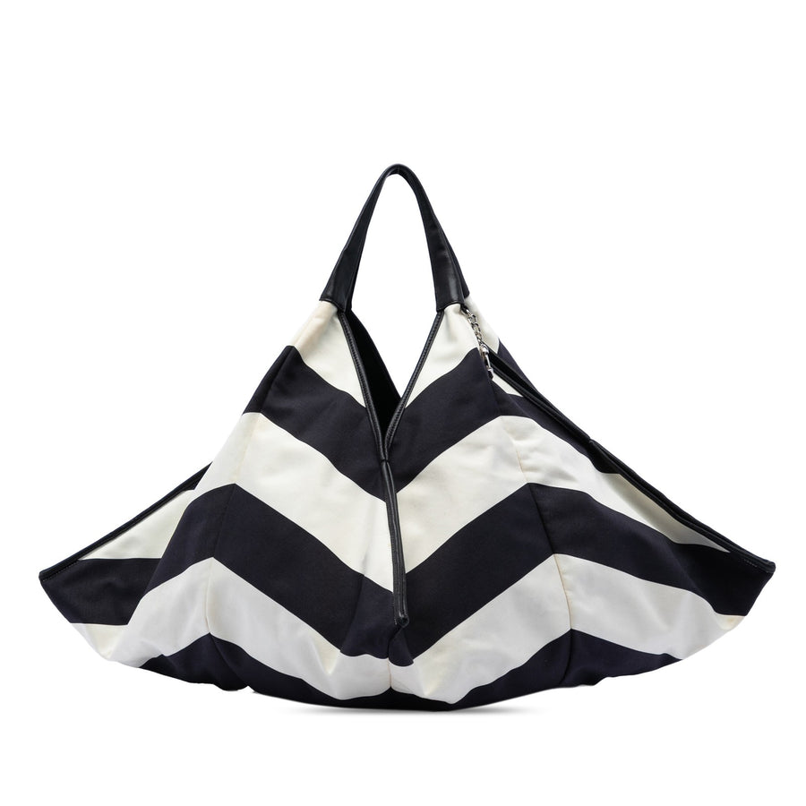 Chanel Cc Canvas Stripe Tote Pre-Loved