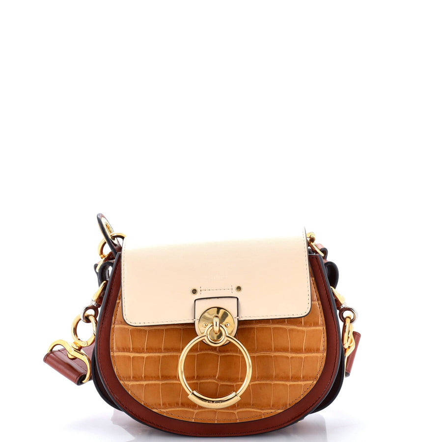 Chloe Tess Bag Leather With Crocodile