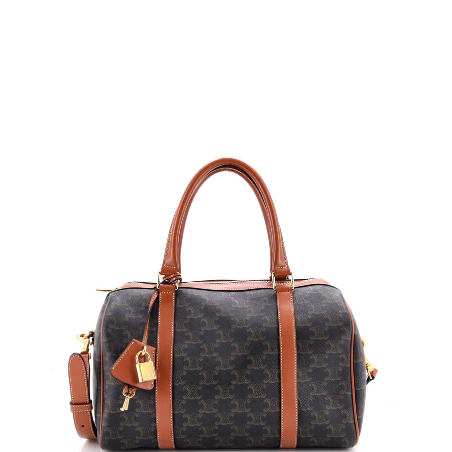 Celine Boston Bag Triomphe Coated Canvas