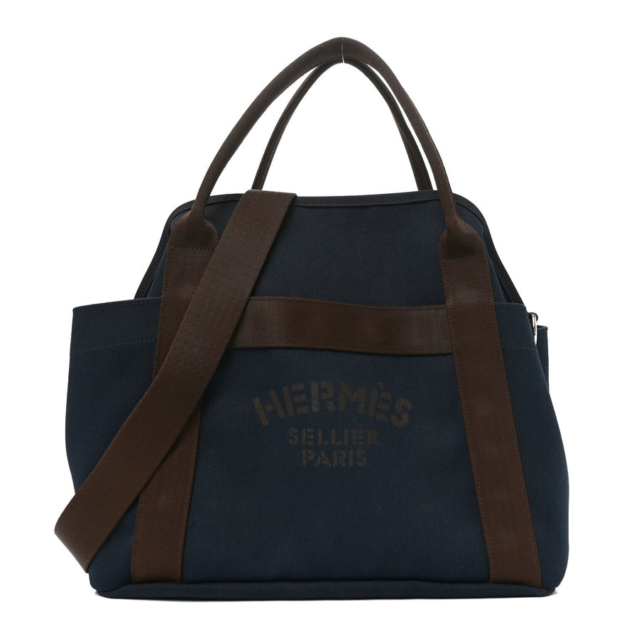 Hermes Canvas The Grooming Bag Bleu Navy