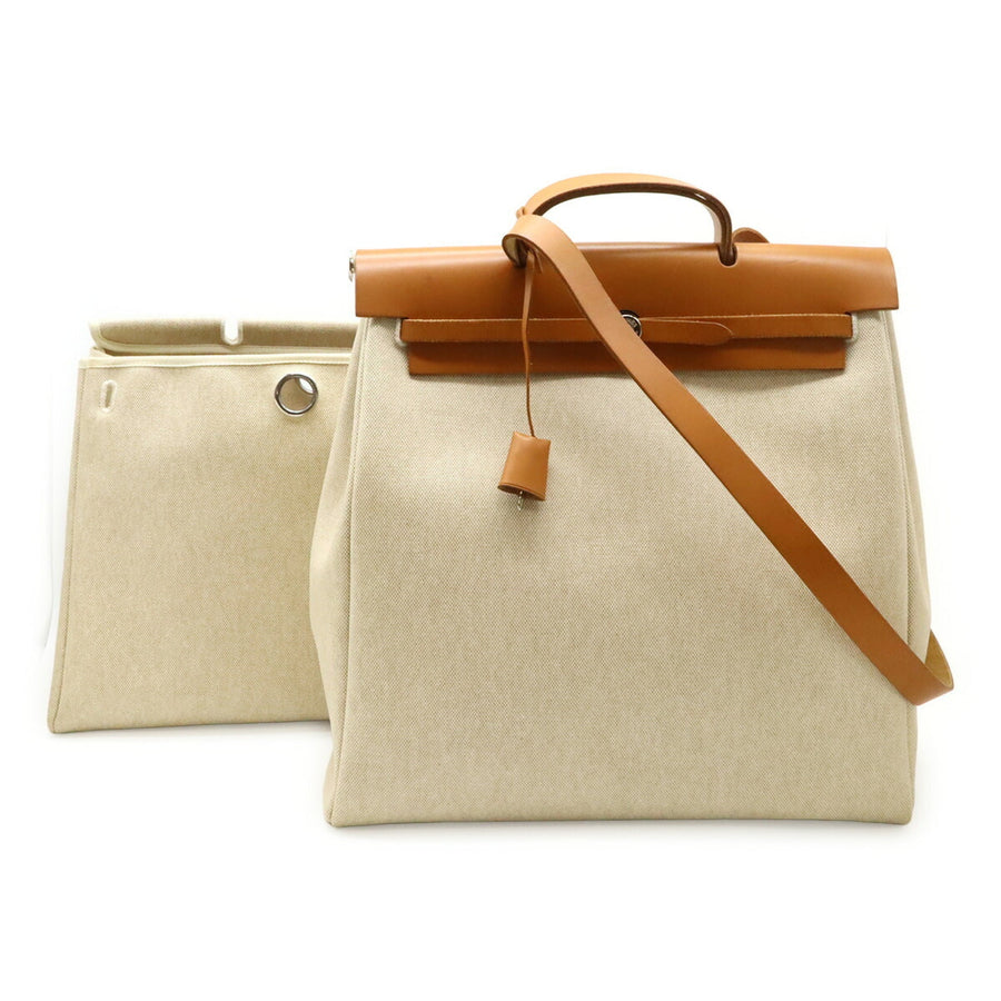 Hermes Herbag Toile And Leather Mm