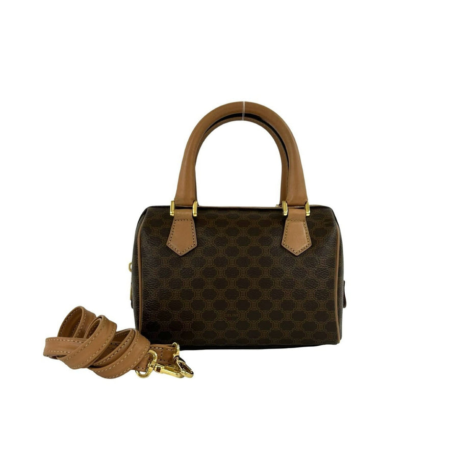 Celine Boston Bag Triomphe Coated Canvas