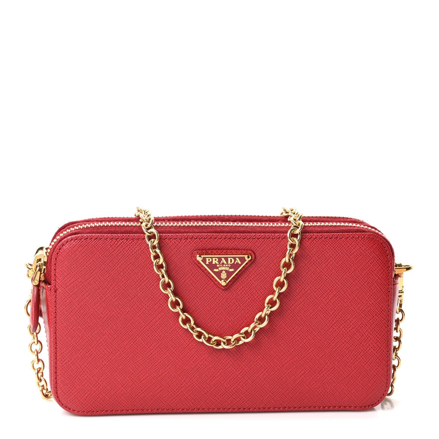 Prada Saffiano Lux Mini Double Zip Chain