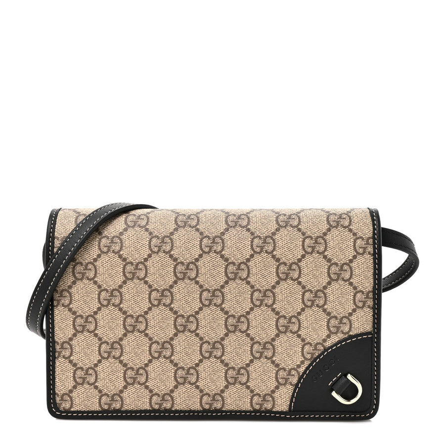 Gucci Gg Emblem Wallet With Strap Beige