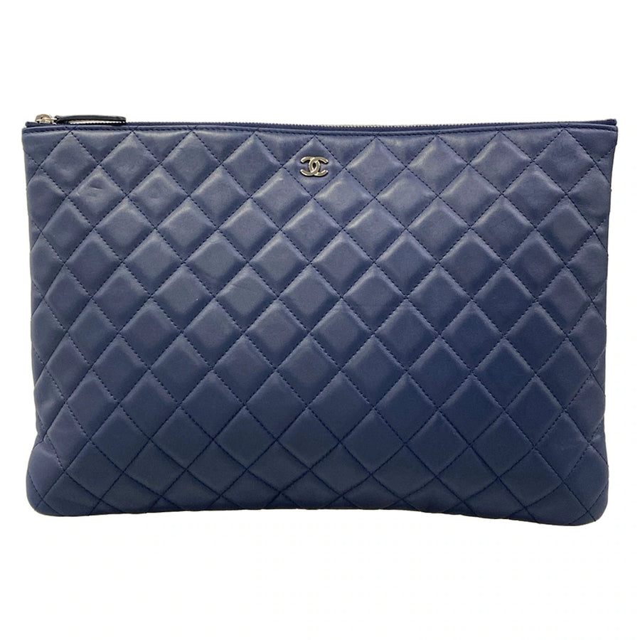 Chanel Matelasse Navy Lambskin Clutch