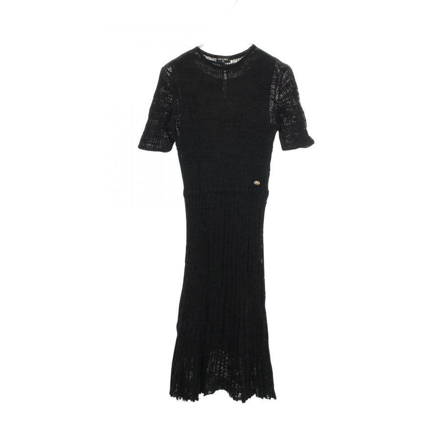 Chanel Short Sleeve Ribbed Long Dress