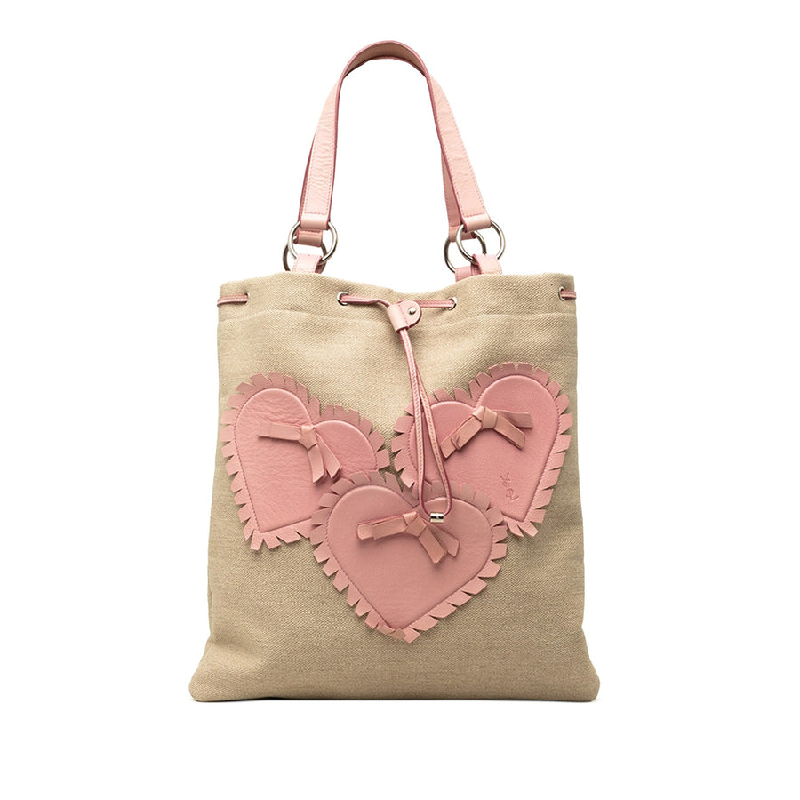 Saint Laurent Canvas Heart Kahala Tote
