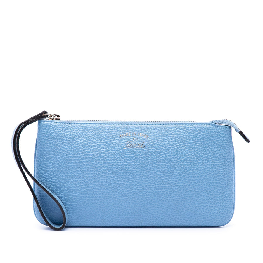Gucci Pebbled Calfskin Swing Wristlet