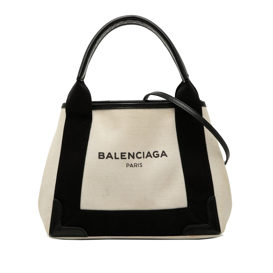 Balenciaga Canvas Navy Cabas Satchel Xs