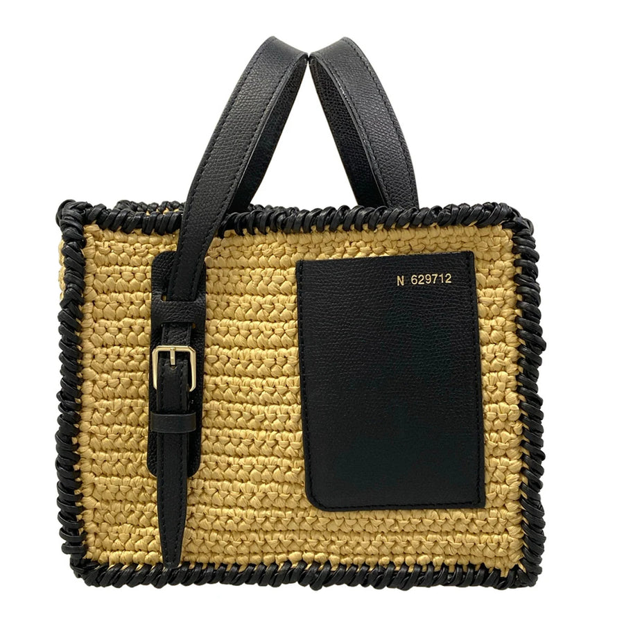 Valextra Micro Raffia Bucket Bag Beige