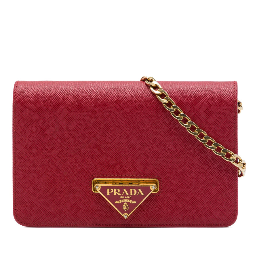 Prada Saffiano Lux Flip Lock Wallet On