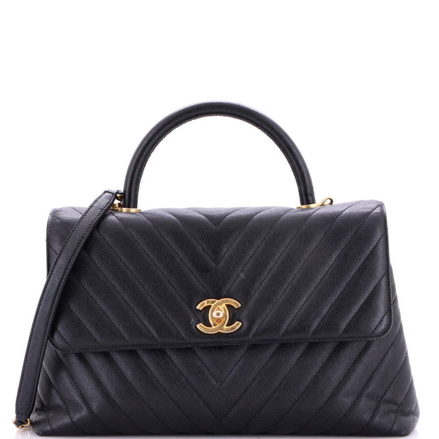 Chanel Coco Top Handle Bag Chevron