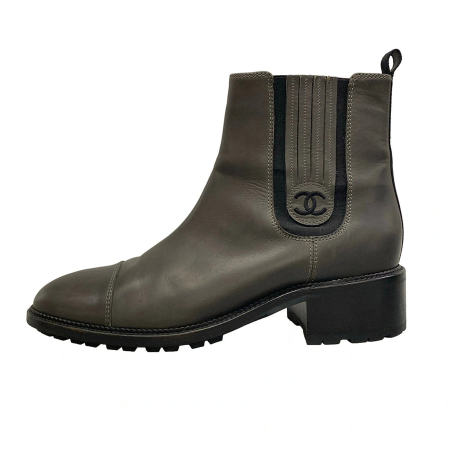 Chanel Dark Gray Black Leather Men's