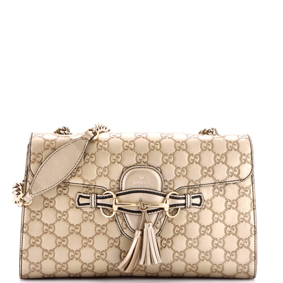 Emily Chain Flap Bag Guccissima Leather