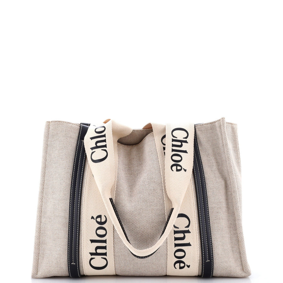 Chloe Woody Tote Canvas With Leather