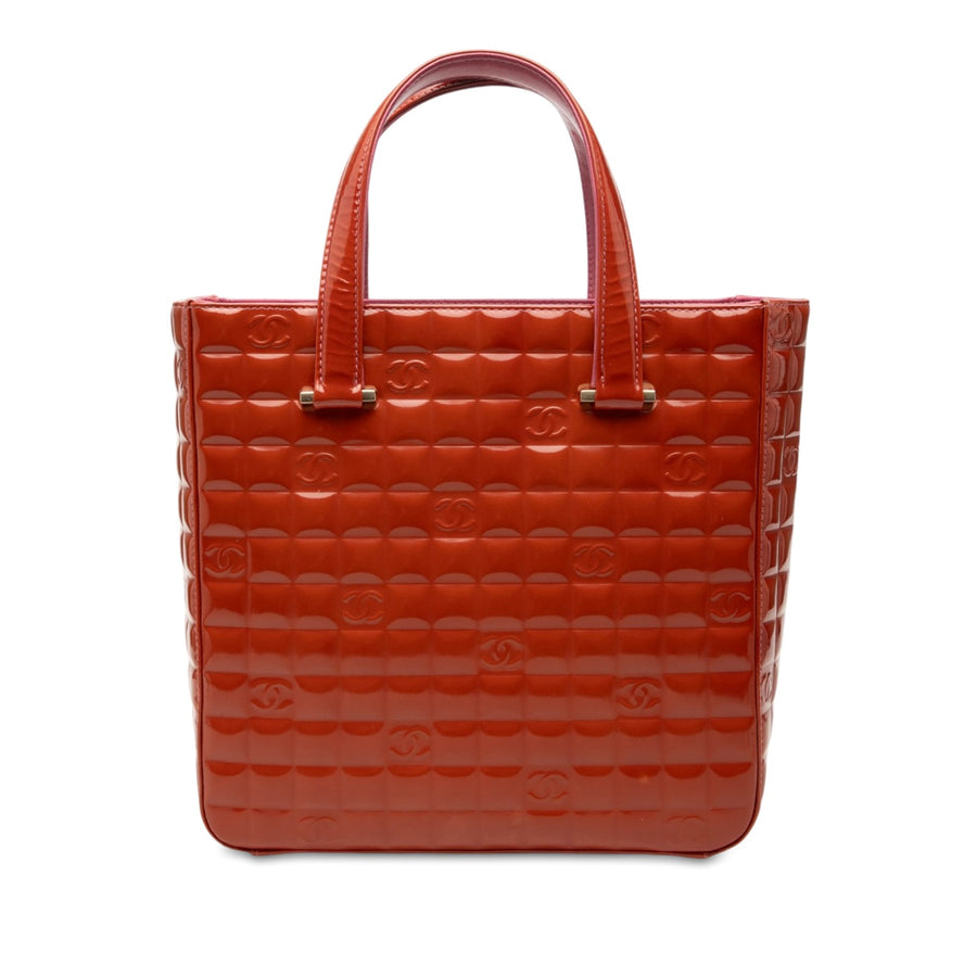 Chanel Cc Chocolate Bar Patent Tote Pre-