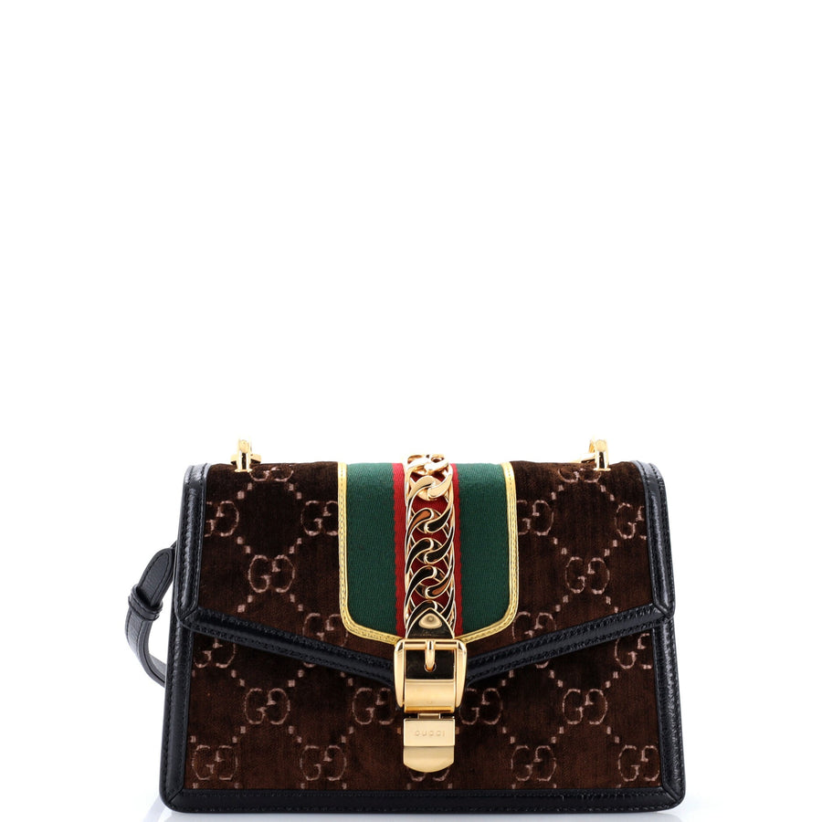 Gucci Sylvie Shoulder Bag Gg Velvet