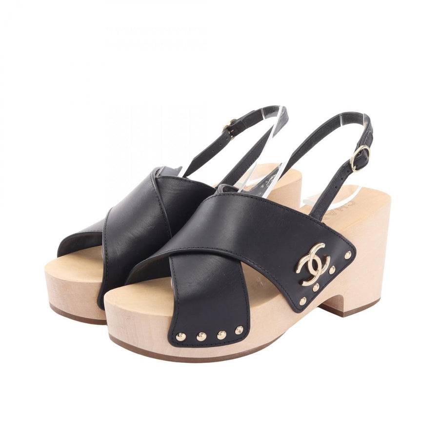 Chanel Coco Mark Clover Wood Wedge Sole