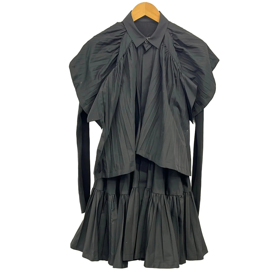 Sacai Poplin Knit Dress Black Women's