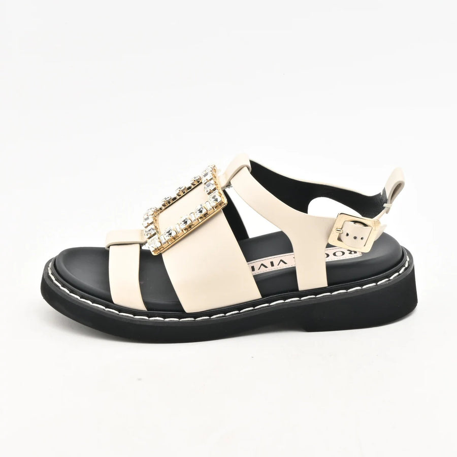Roger Vivier Cream Gold Clear Leather