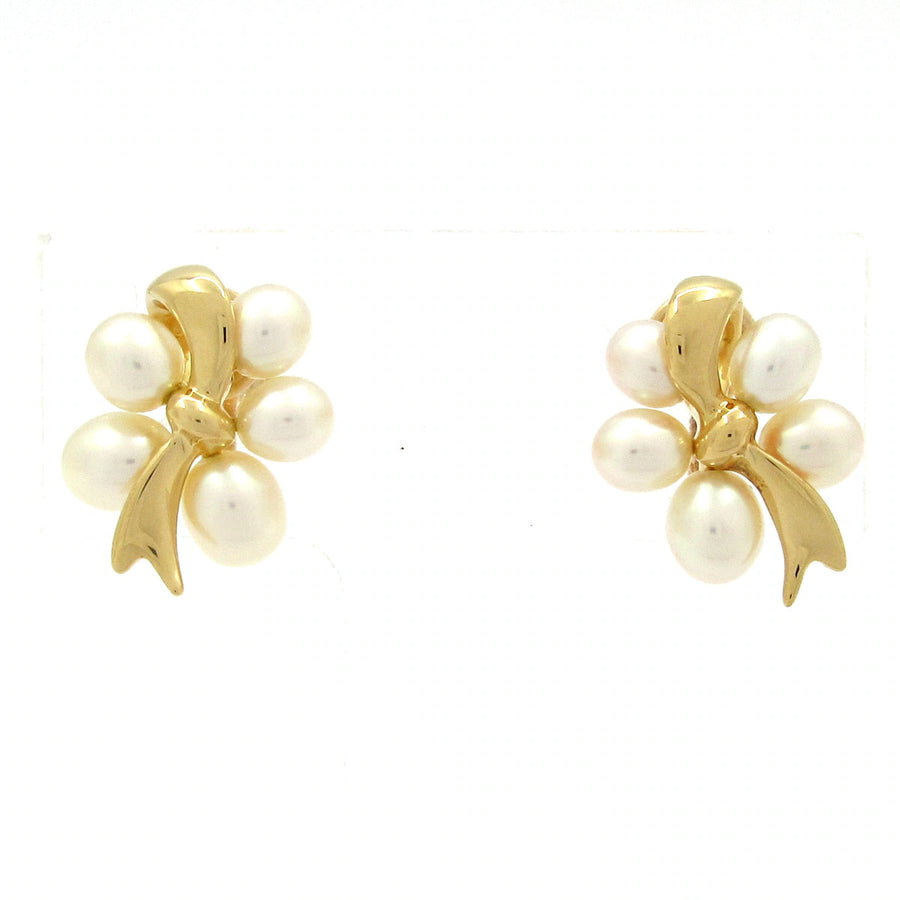 Mikimoto 18K Yellow Gold Pearl Clip On