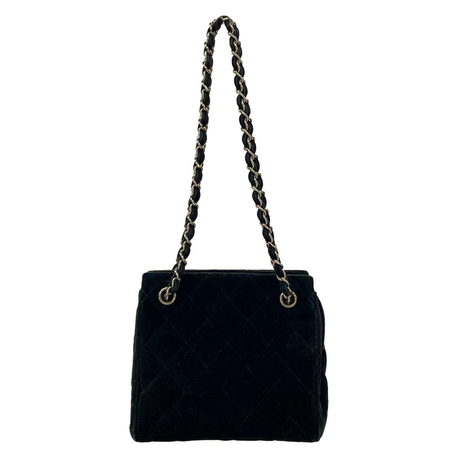 Chanel Matelasse Black Velour Shoulder