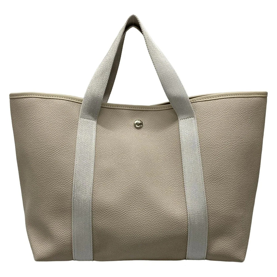 Herve Chapelier Square Tote L Gray Beige