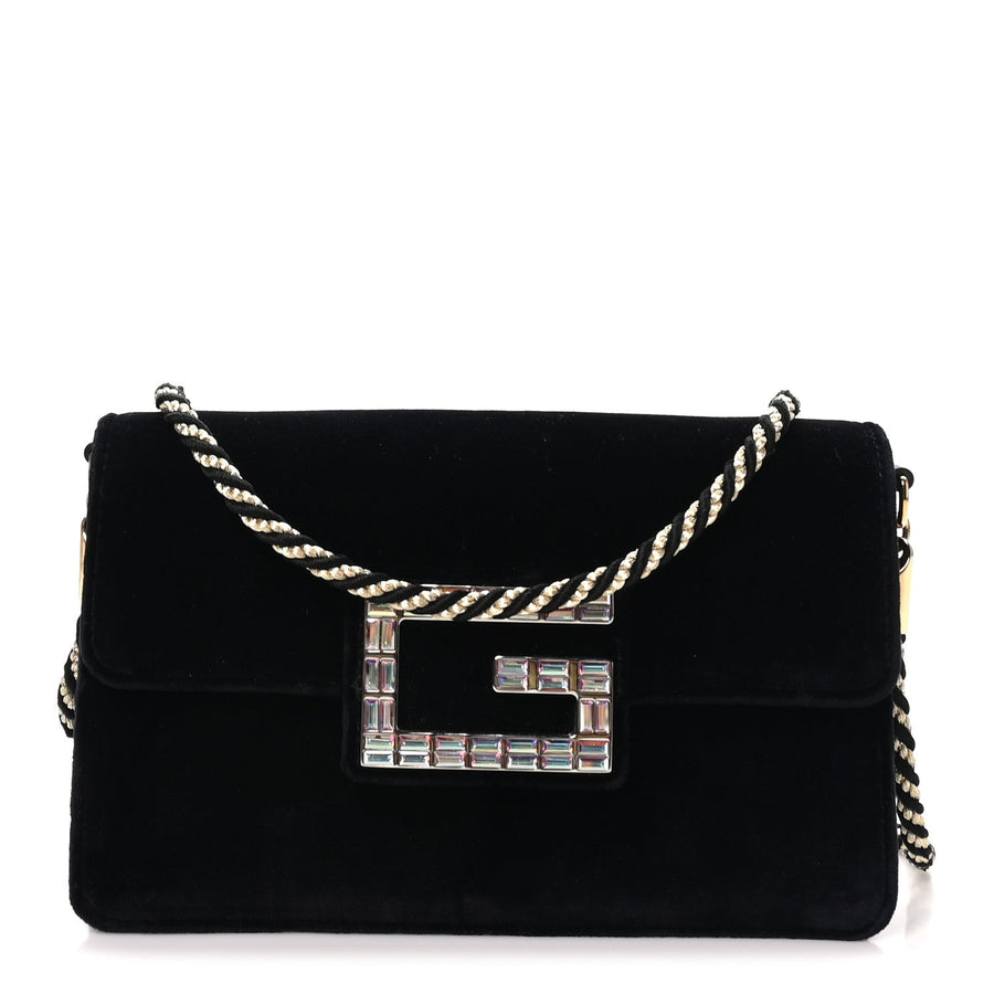 Gucci Velvet Crystal Square G Shoulder