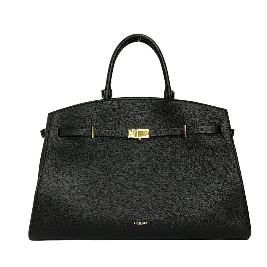 Demellier Hudson Tote Bag Black Leather