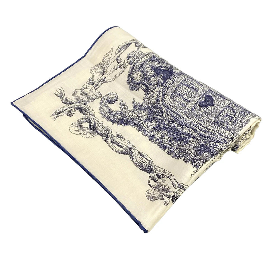 Hermes Carrejean/Shawl Carre Cream Navy